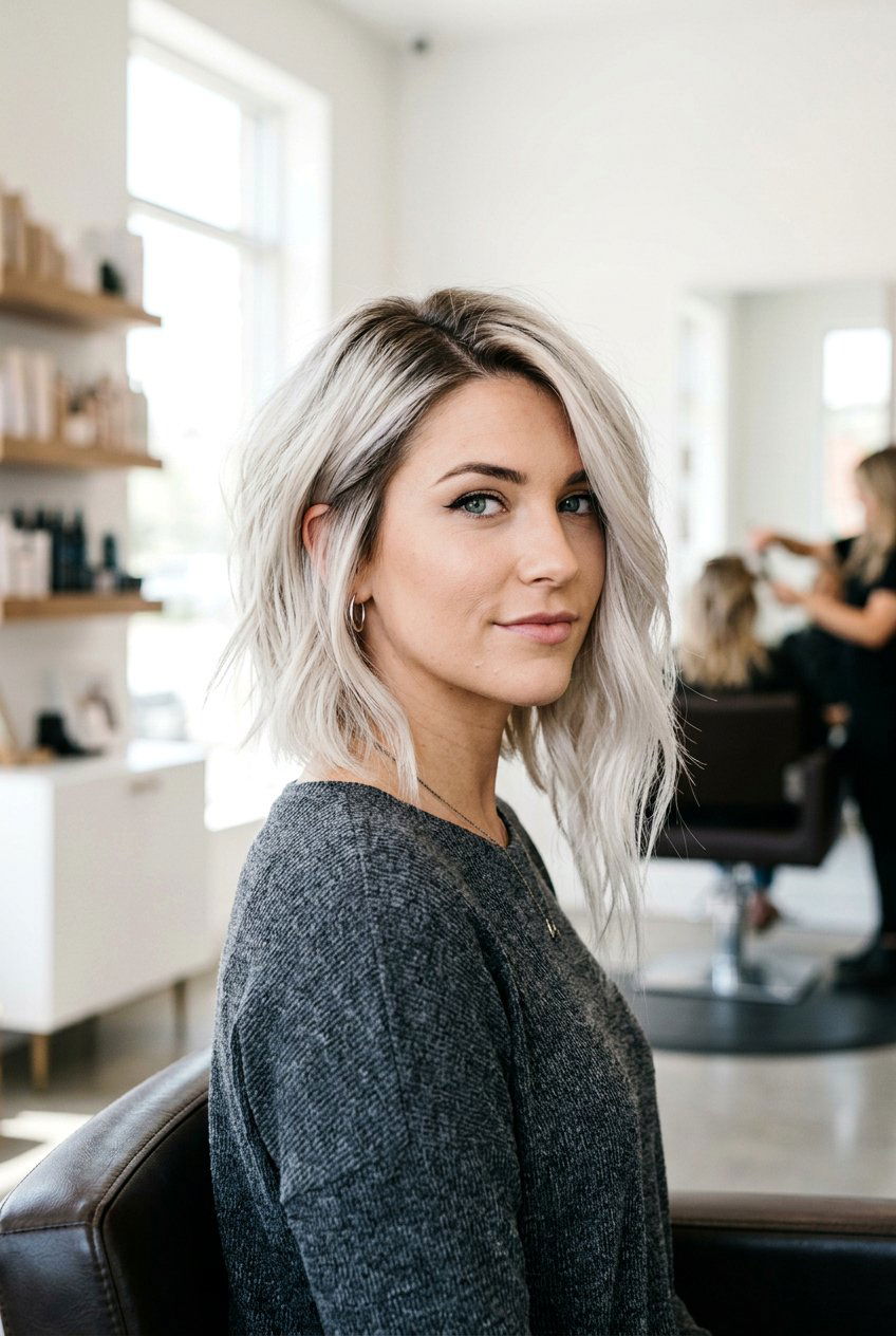 Asymmetrical Lob - 20 lob haircut for women - 20 lob haircut for women