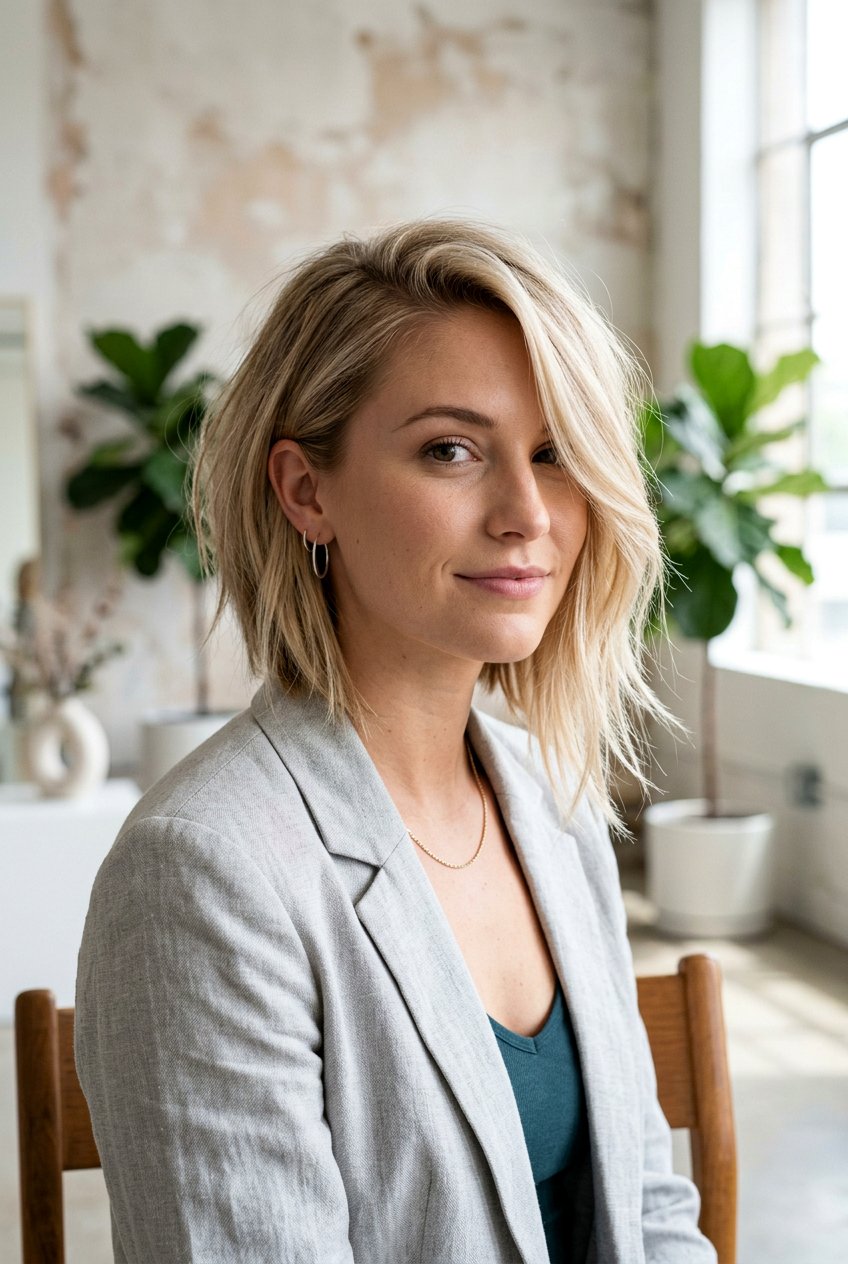 Asymmetrical Lob For Fine Hair - 20 layered haircut with movement for fine hair - 20 layered haircut with movement for fine hair