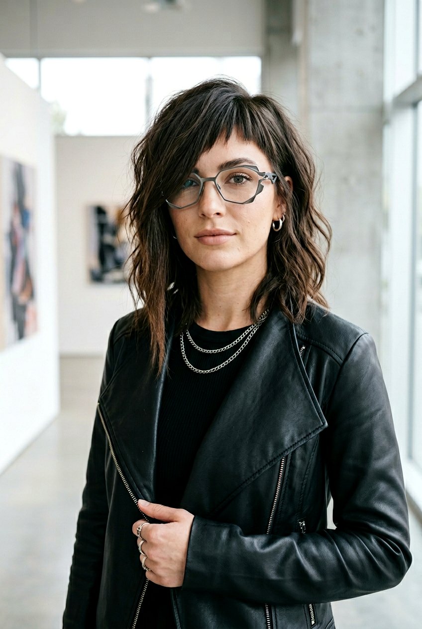 Asymmetrical Long Bangs - 20 long bangs for women with glasses - 20 long bangs for women with glasses