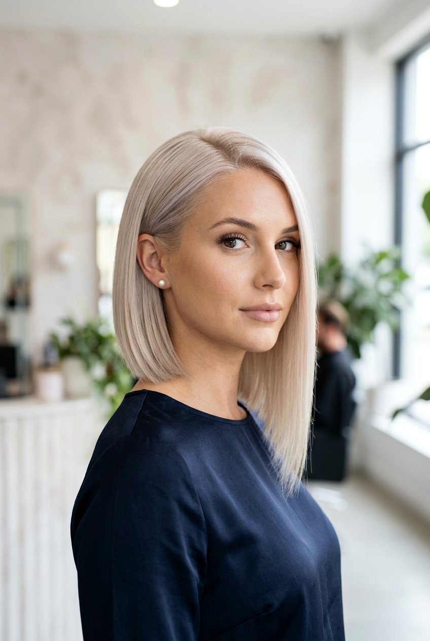 Asymmetrical Pearl Blonde Bob - 20 pearl blonde bob - 20 pearl blonde bob