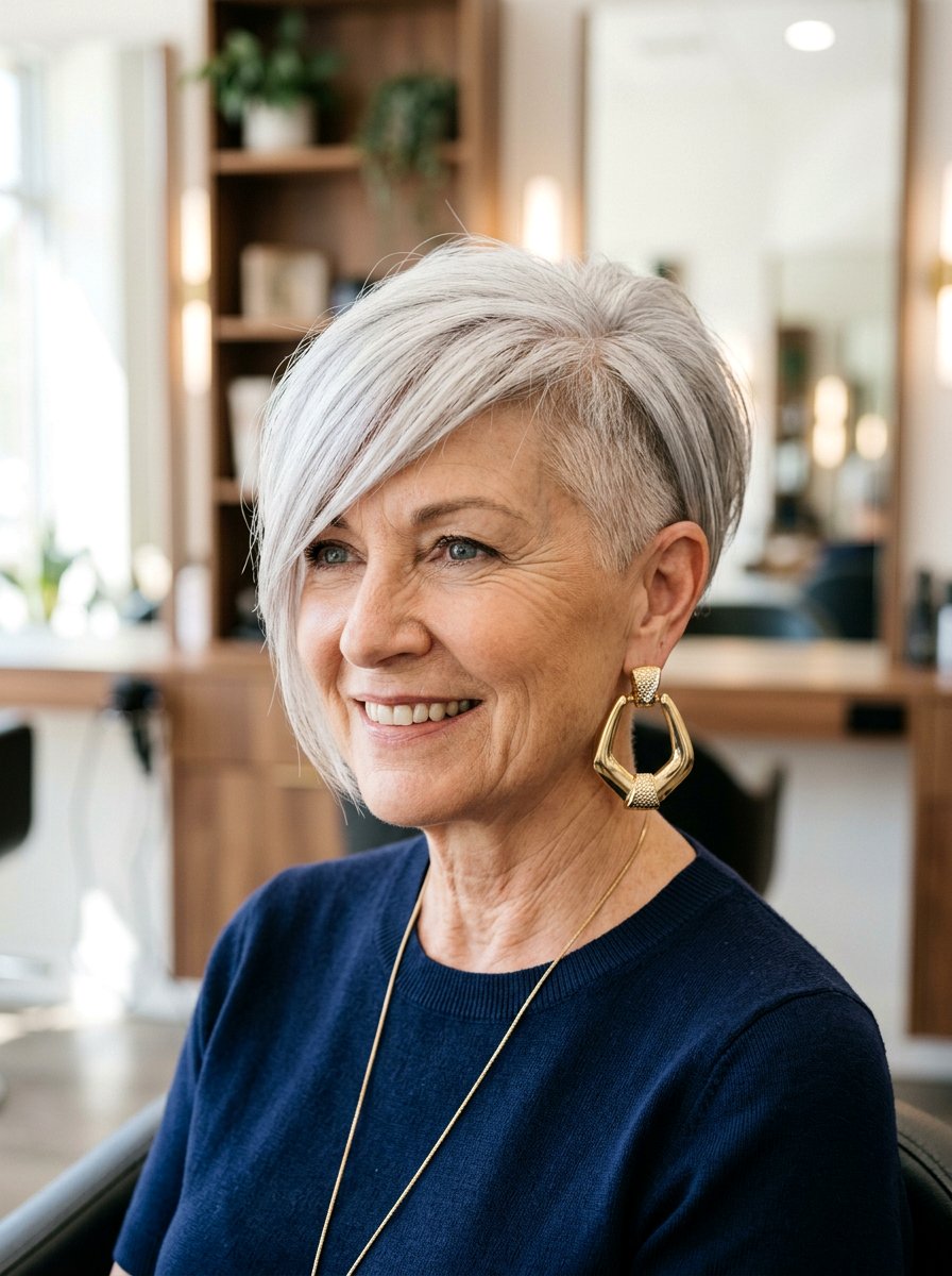 Asymmetrical Pixie - 20 short textured pixie for women over 60 - 20 short textured pixie for women over 60