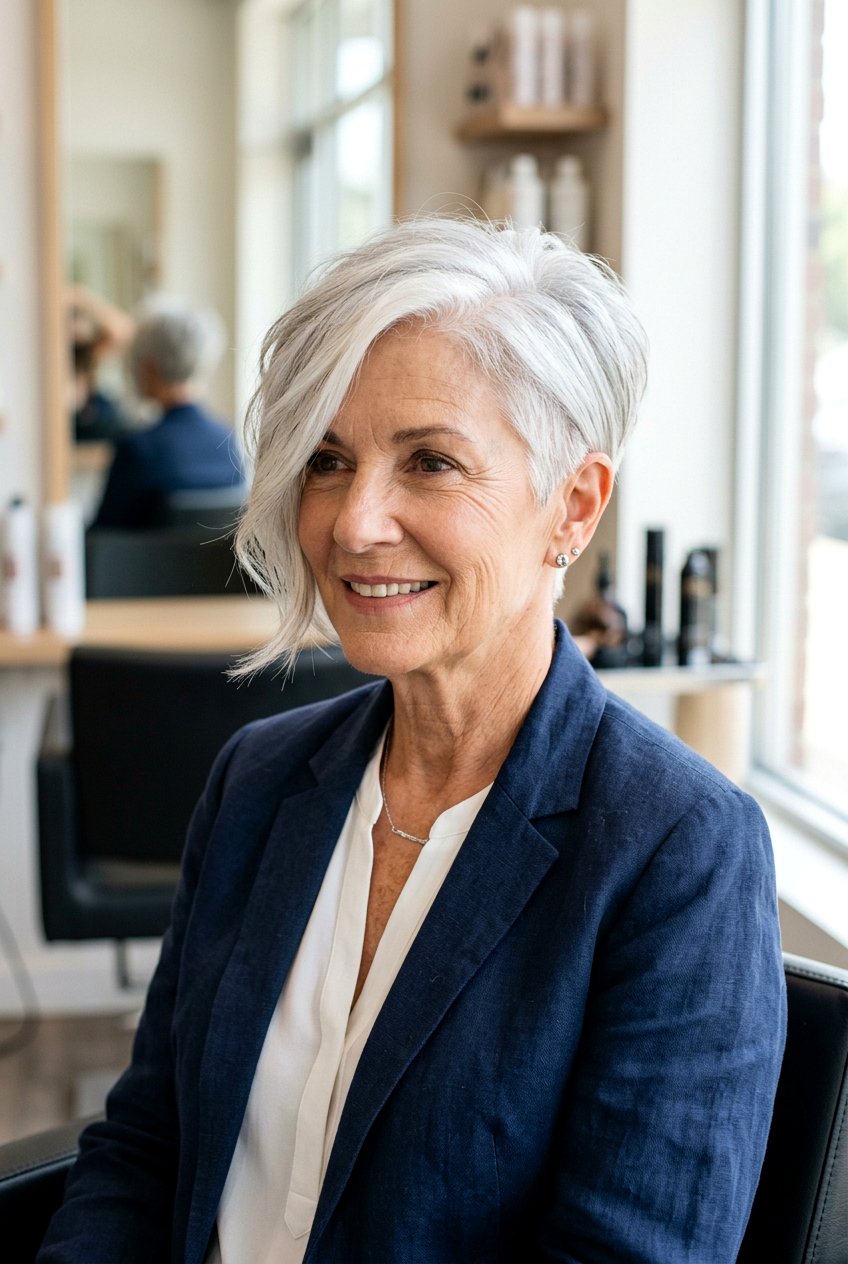 Asymmetrical Pixie Cut - 20 pixie cuts for older women - 20 pixie cuts for older women