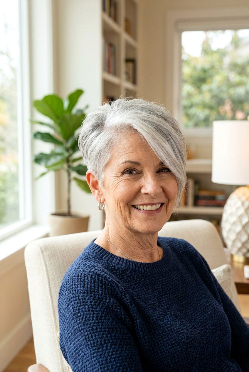 Asymmetrical Pixie Cut - 20 short hairstyles for women over 70 - 20 short hairstyles for women over 70