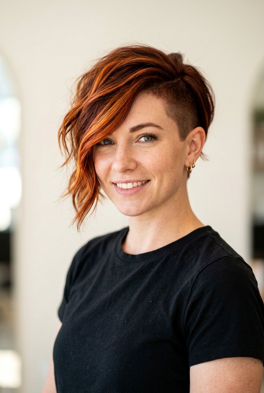 Asymmetrical Short Auburn Balayage Hair - 20 auburn balayage for short hair - 20 auburn balayage for short hair