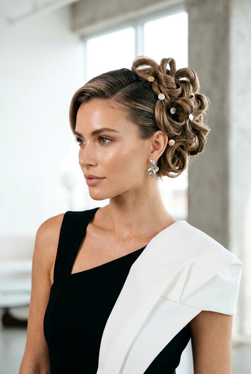 Asymmetrical Short Updo - 20 wedding guest hairstyles for short hair - 20 wedding guest hairstyles for short hair