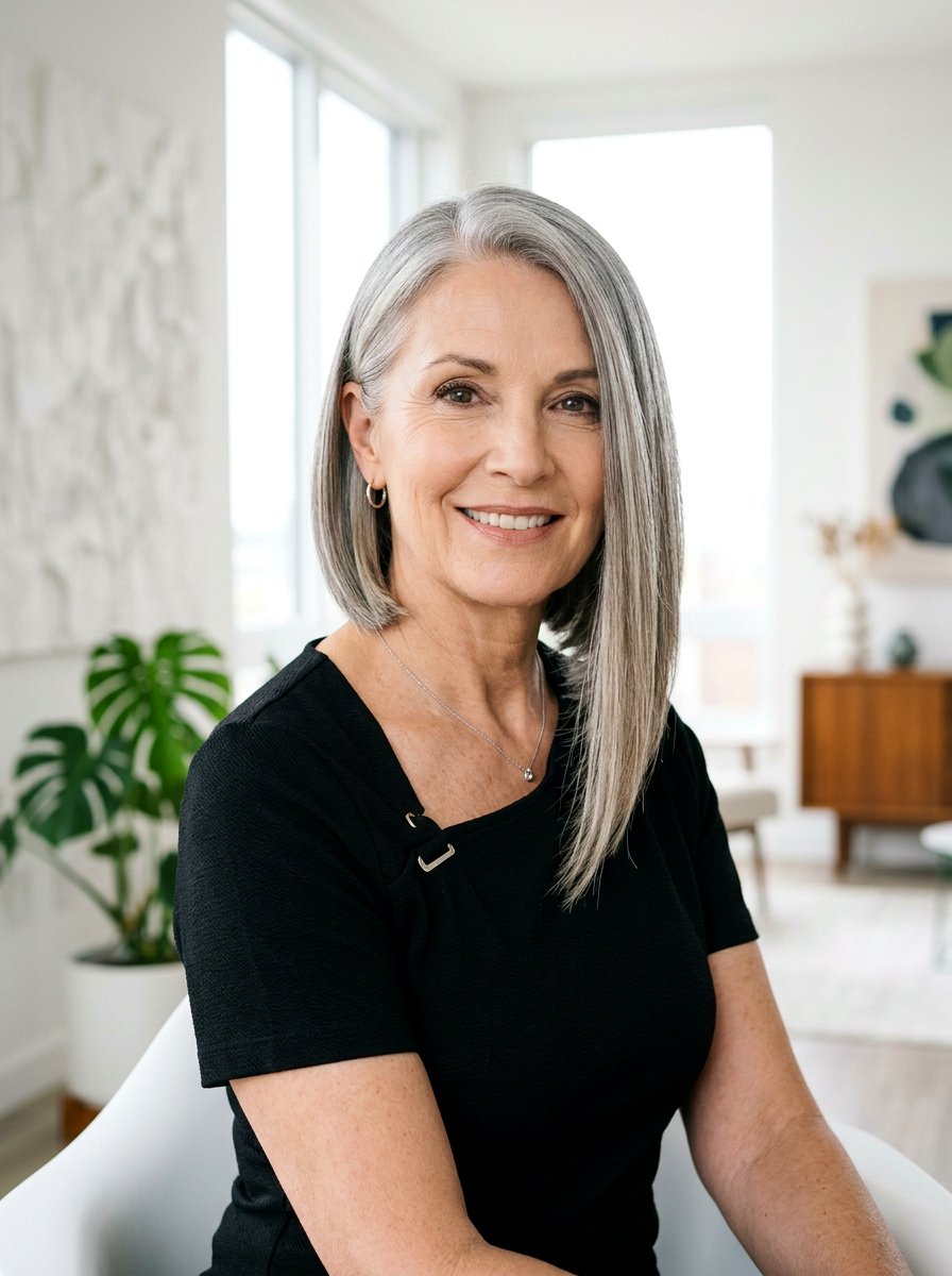 Asymmetrical Shoulder Length Bob - 20 polished shoulder length hairstyle for older women - 20 polished shoulder length hairstyle for older women