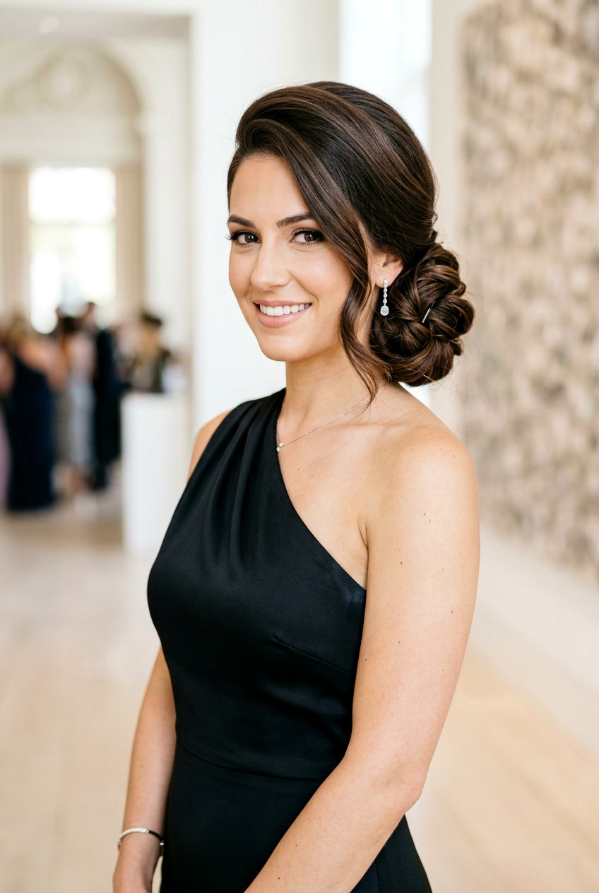 Asymmetrical Side Bun - 20 formal wedding guest side bun - 20 formal wedding guest side bun