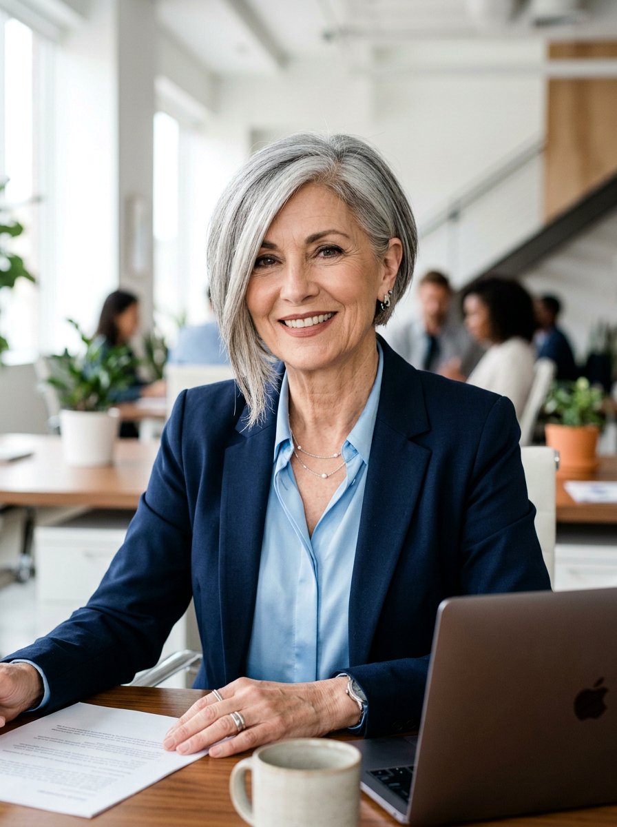 Asymmetrical Side Swept Bob For Older Women - 20 side swept hairstyle for older women - 20 side swept hairstyle for older women