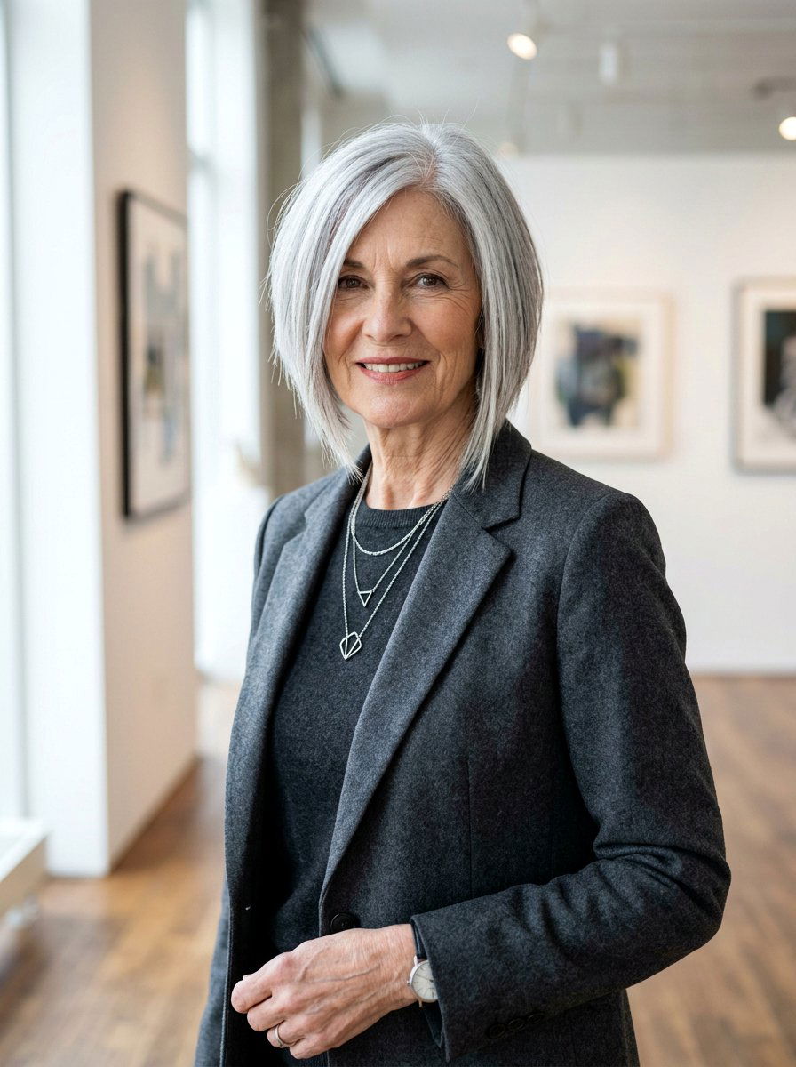 Asymmetrical Silver Bob Haircut - 20 older women silver bob ideas - 20 older women silver bob ideas
