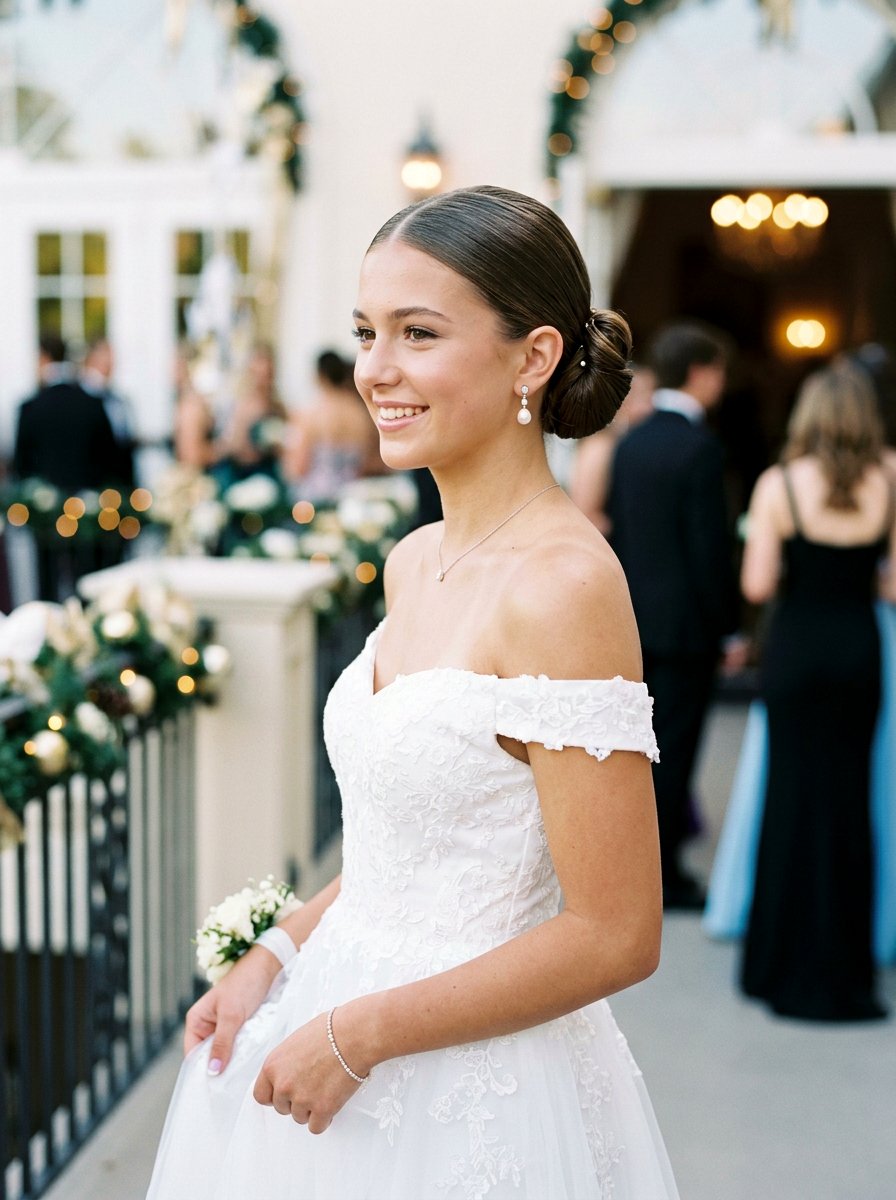 Asymmetrical Sleek Bun - 20 teen girls prom hairstyle with sleek bun - 20 teen girls prom hairstyle with sleek bun