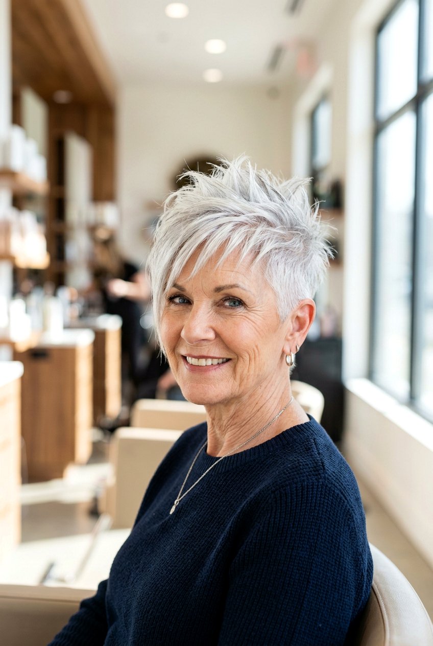 Asymmetrical Spiky Pixie - 20 short spiky haircuts for older women - 20 short spiky haircuts for older women