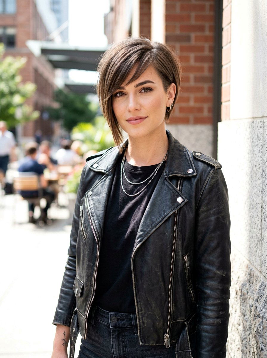 Asymmetrical Straight Bixie With Side Bangs - 20 straight bixie haircut with bangs - 20 straight bixie haircut with bangs