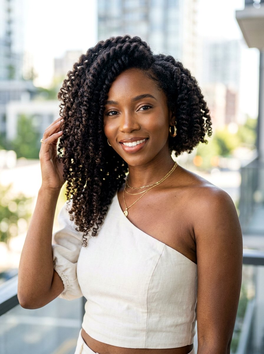 Asymmetrical Twist Out Bob - 20 twist out bob hairstyle - 20 twist out bob hairstyle