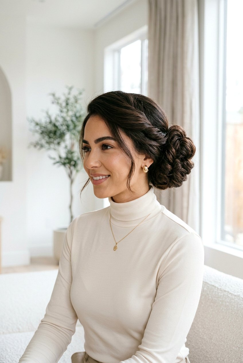 Asymmetrical Twisted Bun - 20 natural hair updo with twists - 20 natural hair updo with twists