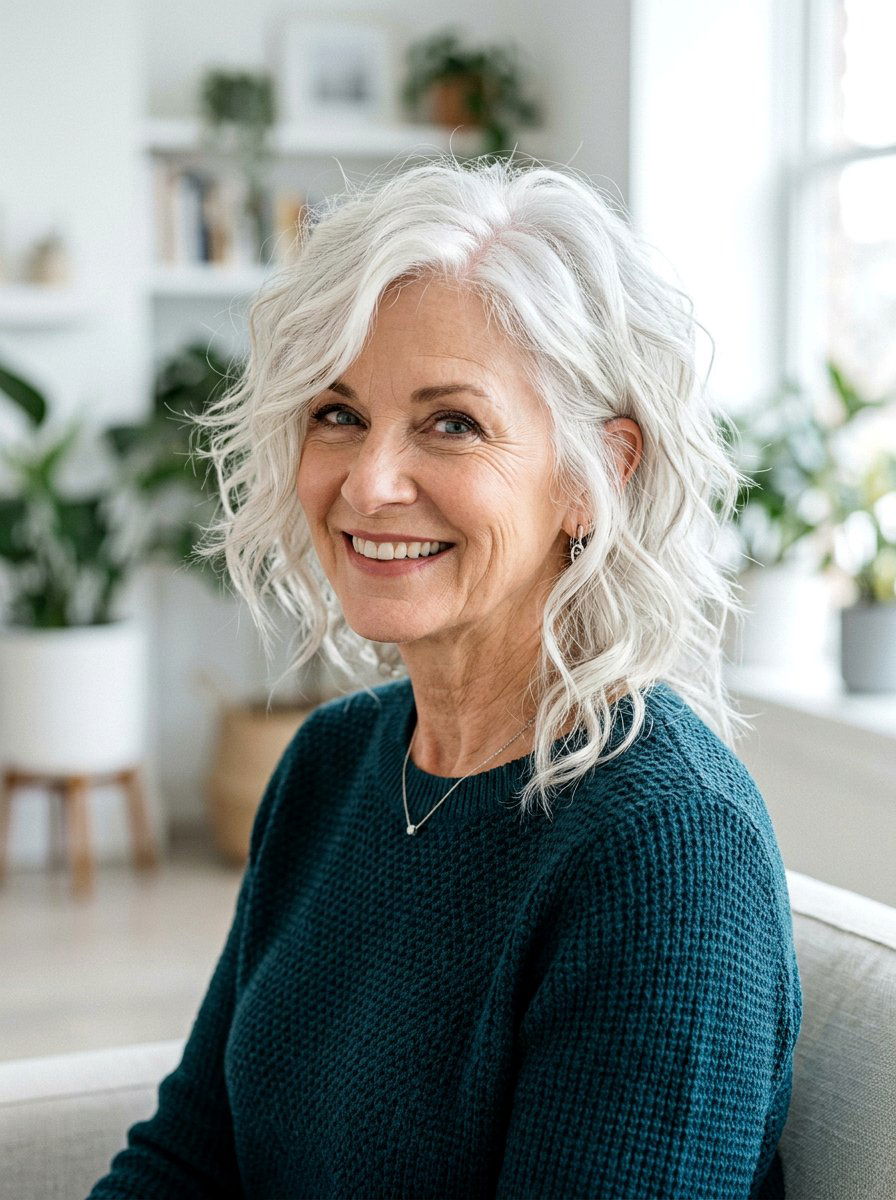 Asymmetrical Wavy Shag Haircut - 20 wavy shag haircut for women over 60 - 20 wavy shag haircut for women over 60