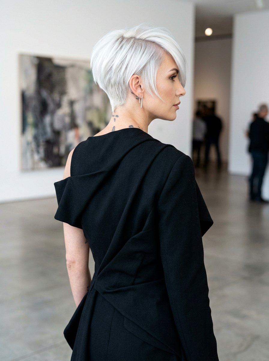 Asymmetrical White Pixie Tapered Back - 20 white pixie with tapered back - 20 white pixie with tapered back