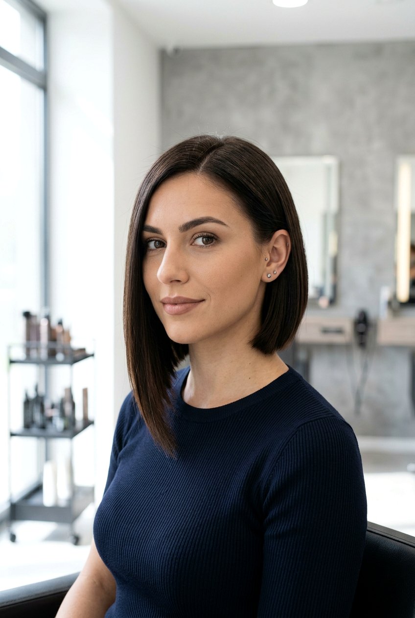 Asymmetrical bob - 20 hairstyles for double chin face - 20 hairstyles for double chin face