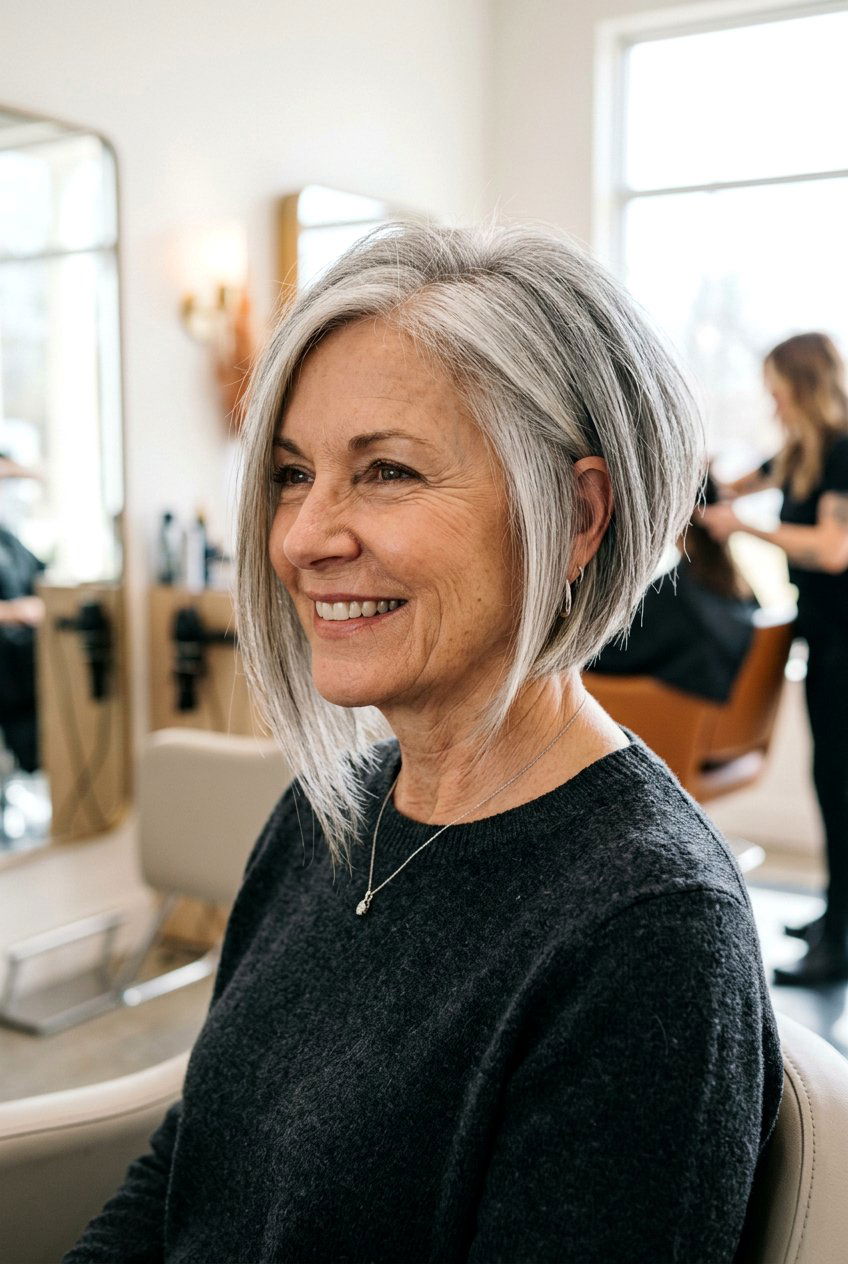Asymmetrical bob - 20 medium hairstyles for women over 60 - 20 medium hairstyles for women over 60