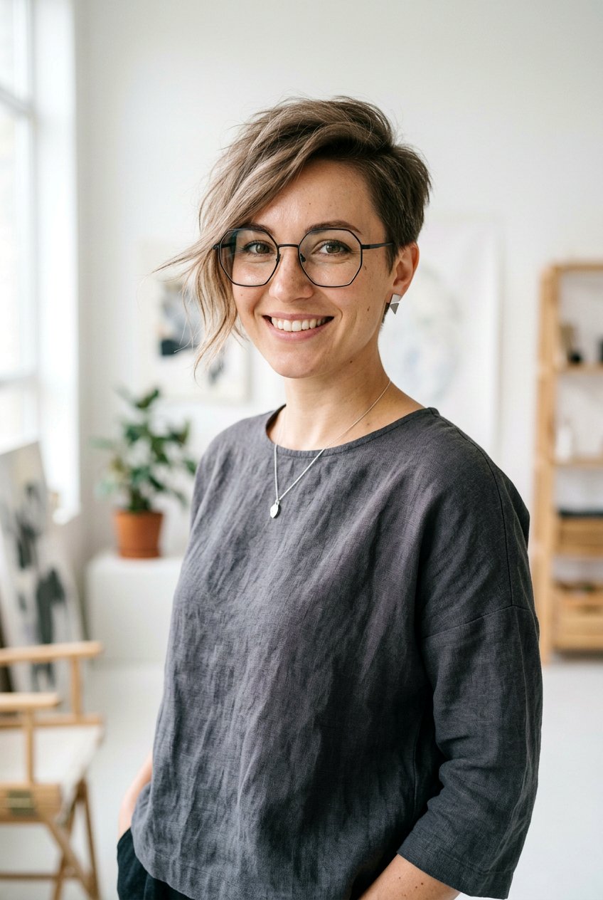 Asymmetrical feathered pixie with glasses - 20 feathered pixie for women with glasses - 20 feathered pixie for women with glasses