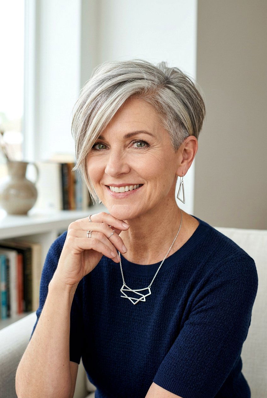 Asymmetrical pixie cut - 20 modern pixie for women over 50 - 20 modern pixie for women over 50