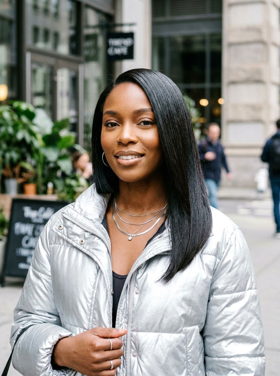 Asymmetrical silk press bob - 20 silk press for women over 50 - 20 silk press for women over 50