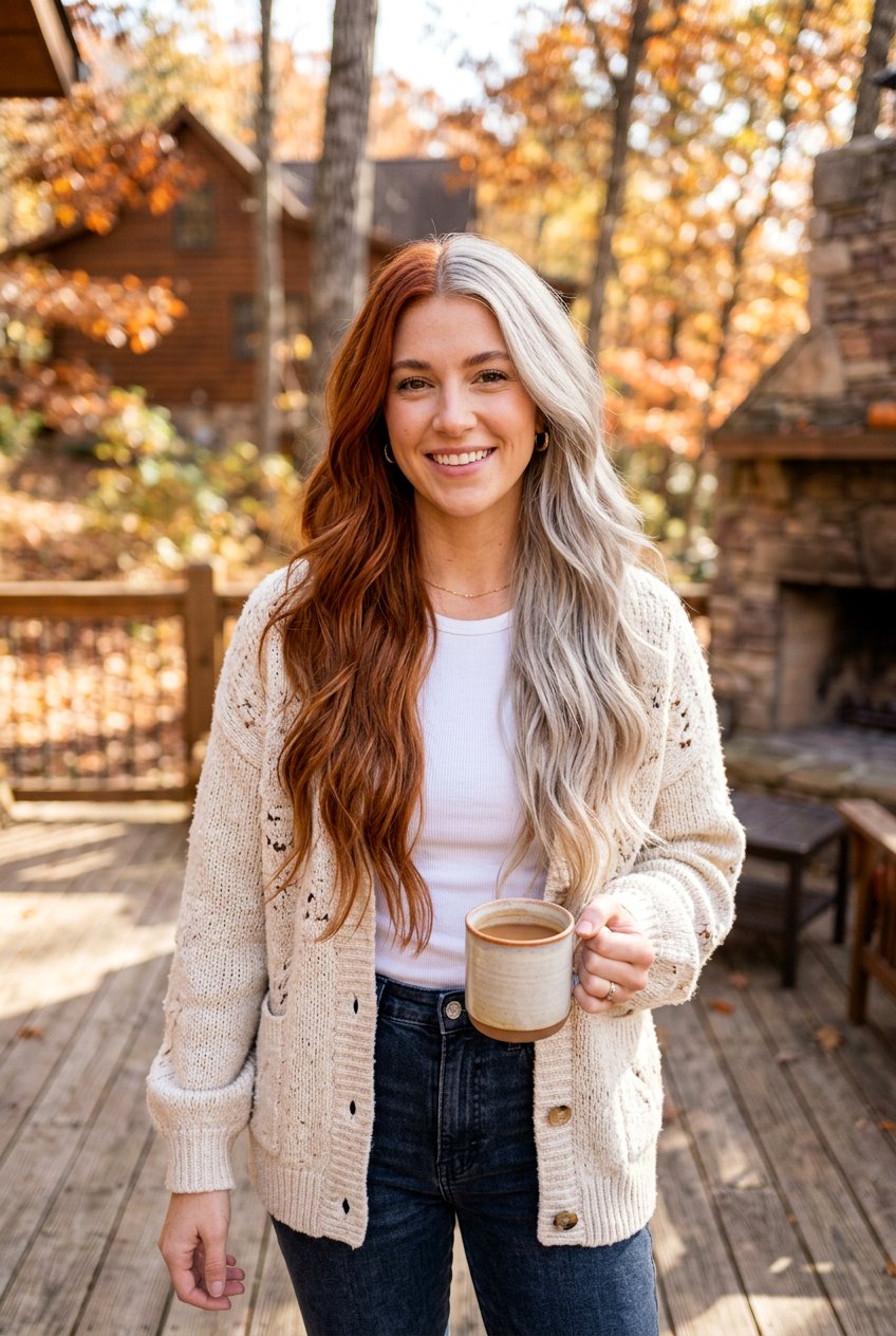 Auburn And Icy Blonde Split Hair - 20 alternative split hair color - 20 alternative split hair color