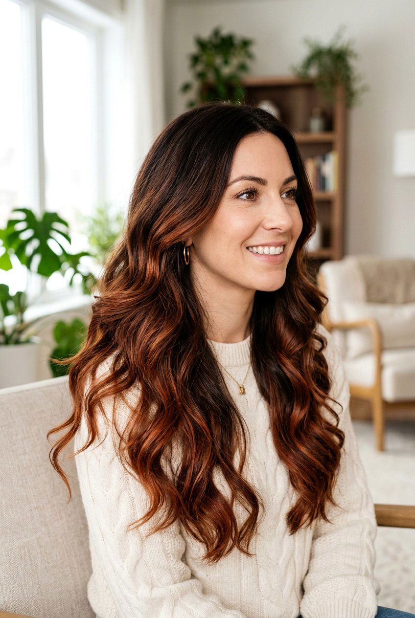 Auburn Balayage Brunette Hair - 20 low maintenance red brunette hair color - 20 low maintenance red brunette hair color