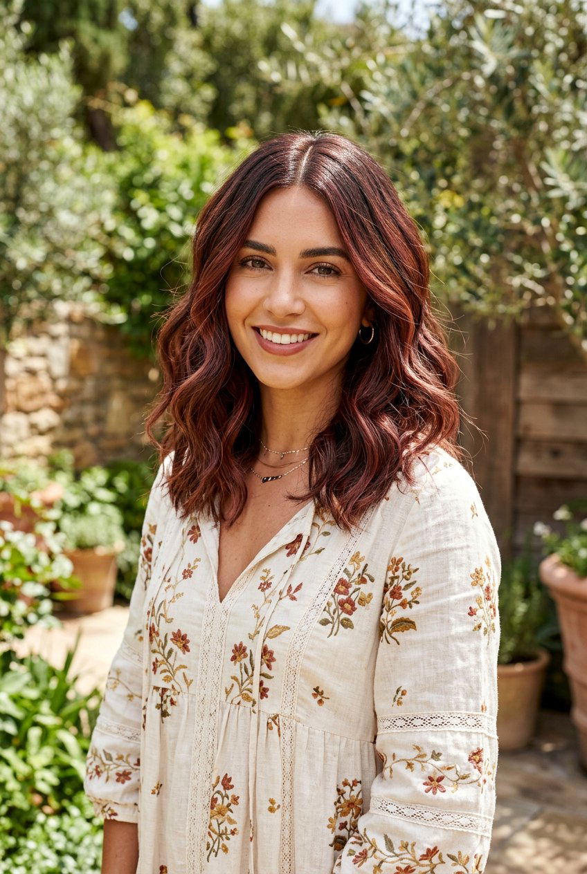 Auburn Balayage Brunette Lob - 20 brunette lob balayage ideas - 20 brunette lob balayage ideas