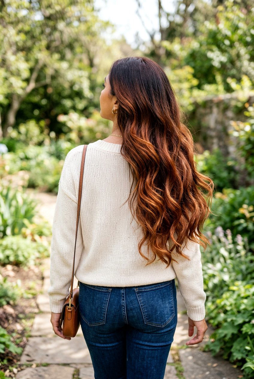 Auburn Balayage Color Melt on Dark Hair - 20 auburn balayage on dark hair - 20 auburn balayage on dark hair