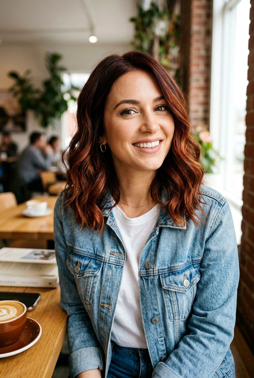 Auburn Balayage Lob - 20 natural looking auburn balayage - 20 natural looking auburn balayage