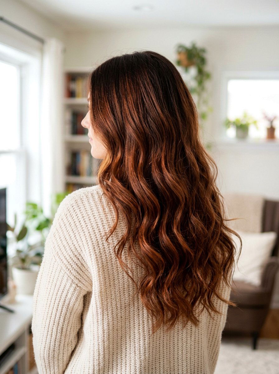 Auburn Balayage On Long Wavy Hair - 20 rich auburn balayage - 20 rich auburn balayage