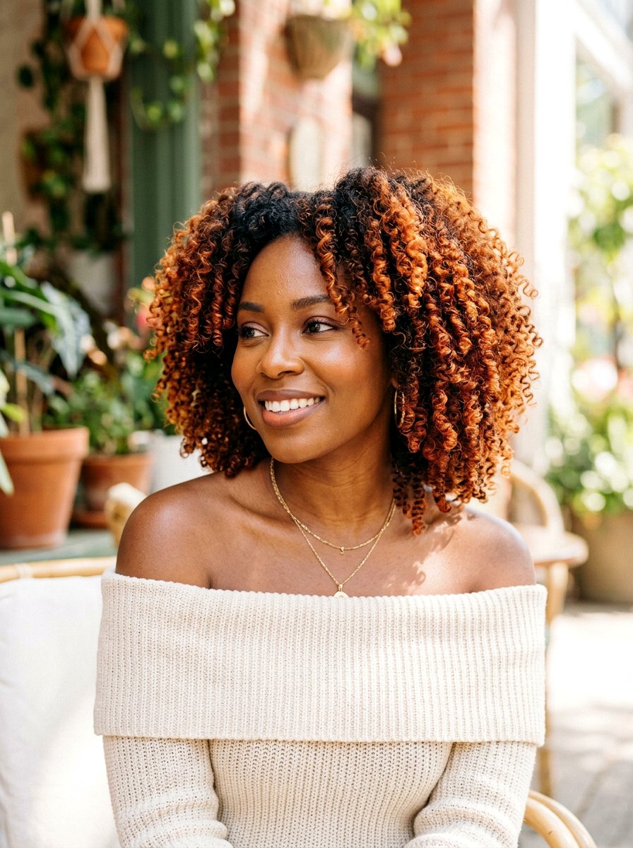 Auburn Balayage On Textured Hair - 20 rich auburn balayage - 20 rich auburn balayage