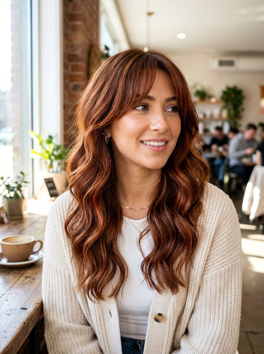 Auburn Balayage With Bangs - 20 rich auburn balayage - 20 rich auburn balayage