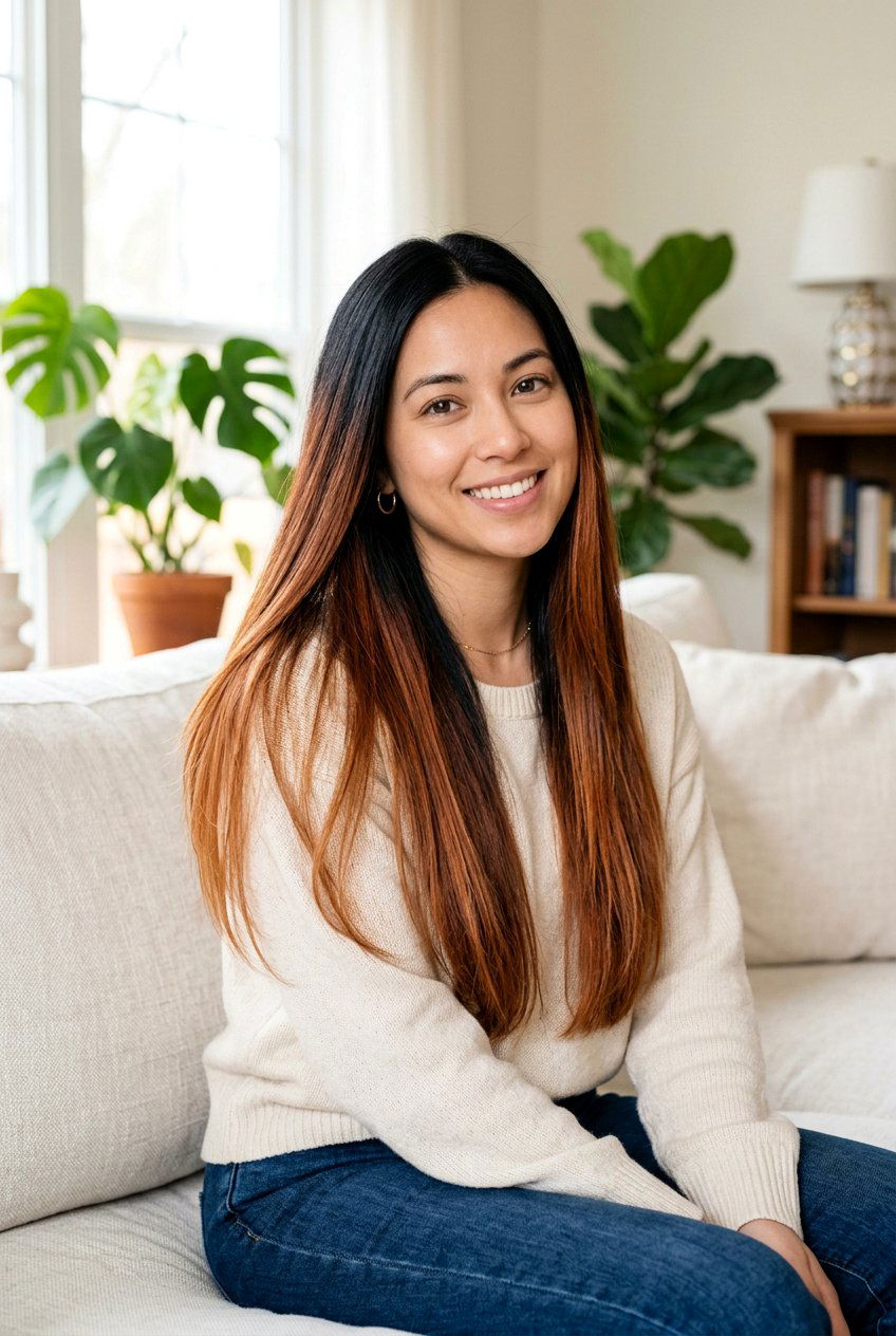 Auburn Balayage on Black Hair - 20 red balayage on black hair - 20 red balayage on black hair