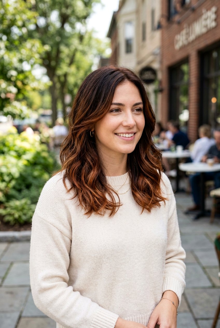 Auburn Balayage on Dark Hair for Medium Length Hair - 20 auburn balayage on dark hair - 20 auburn balayage on dark hair