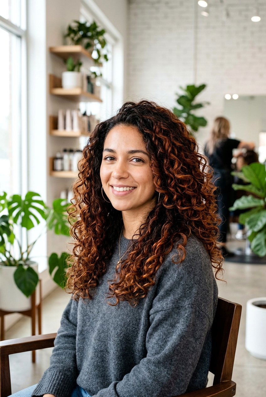 Auburn Balayage on Natural Curly Hair - 20 auburn balayage on dark hair - 20 auburn balayage on dark hair