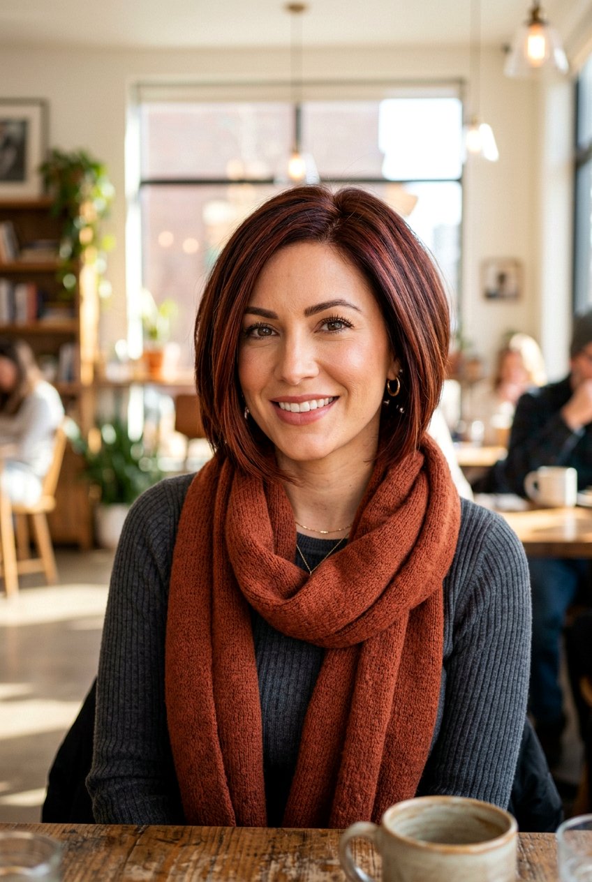 Auburn Brown Bob - 20 bob hair color ideas for brunettes - 20 bob hair color ideas for brunettes