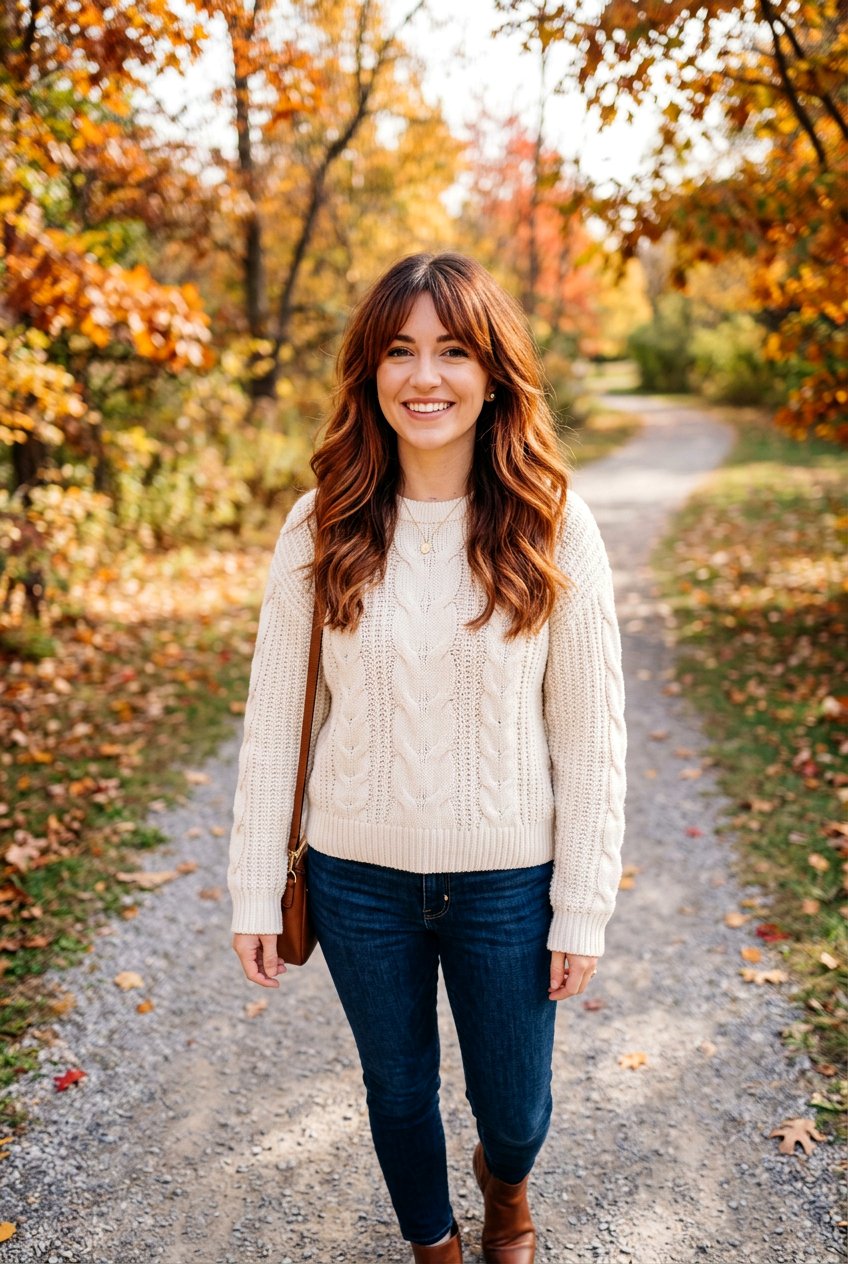 Auburn Brunette Balayage With Curtain Bangs - 20 autumn brunette balayage ideas - 20 autumn brunette balayage ideas