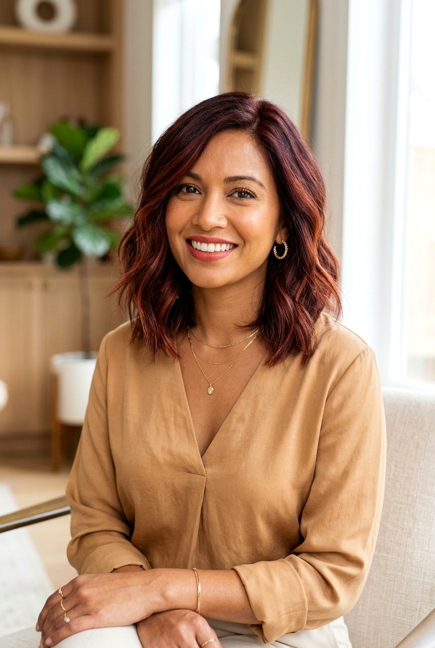 Auburn Burgundy Highlights For Warm Skin - 20 burgundy highlights for mature women - 20 burgundy highlights for mature women