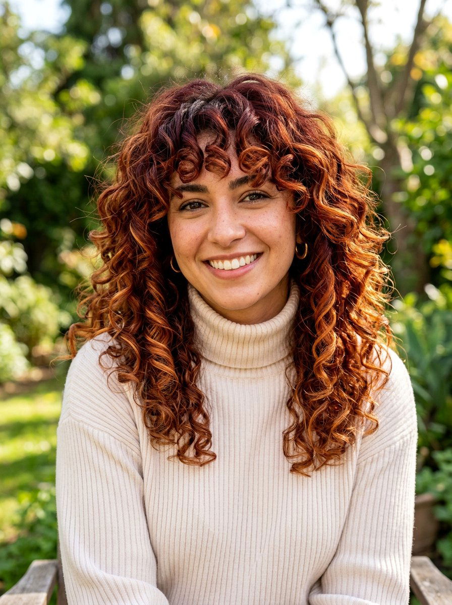 Auburn Copper Balayage Curly Shag - 20 copper balayage for curly shag - 20 copper balayage for curly shag