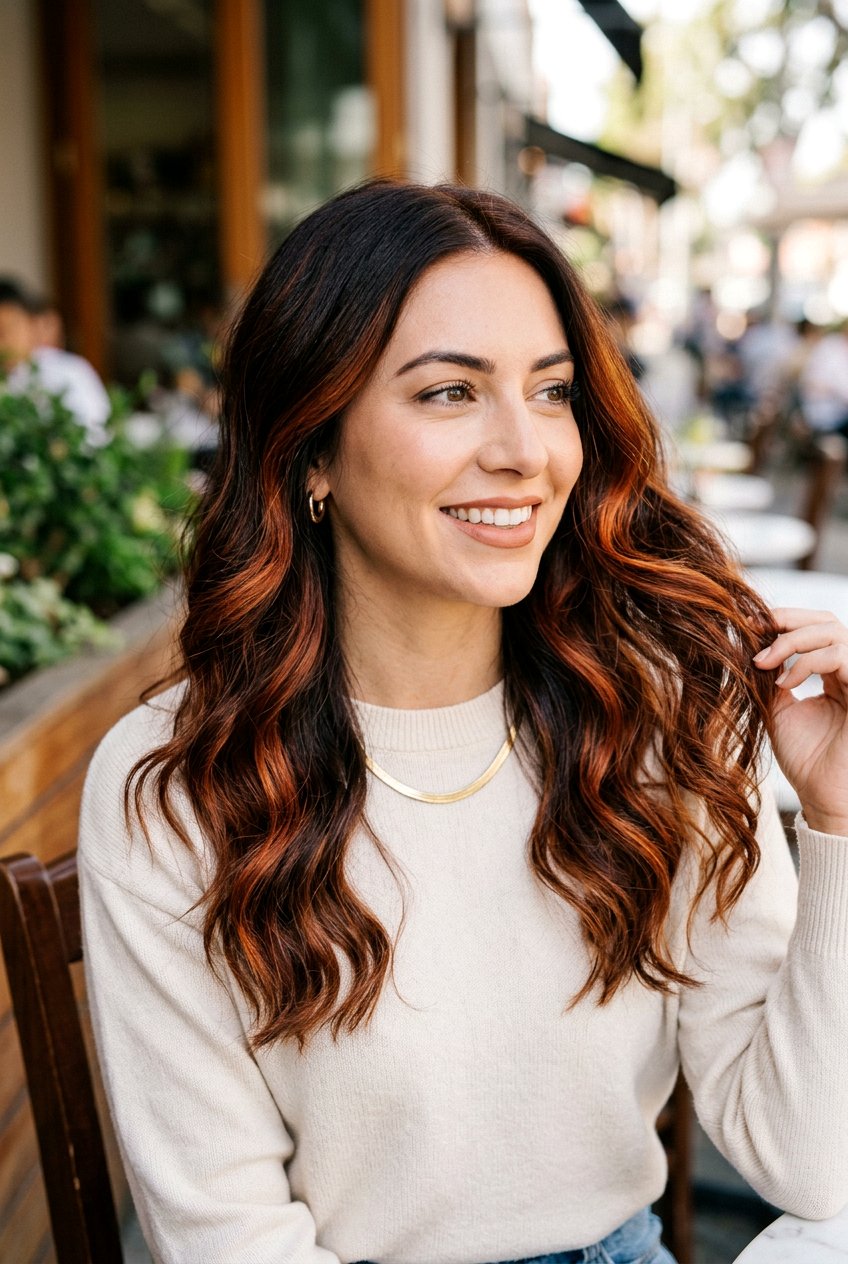 Auburn Copper Balayage on Dark Hair - 20 auburn balayage on dark hair - 20 auburn balayage on dark hair