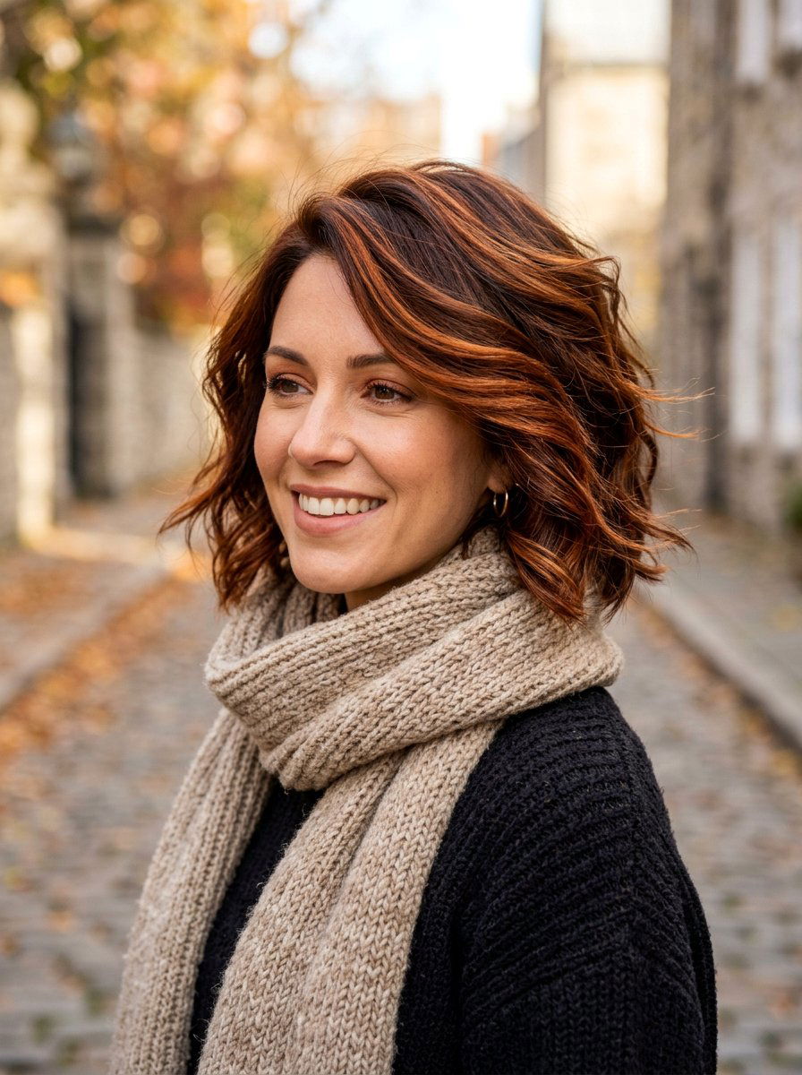 Auburn Copper Layered Bob - 20 copper bob hair color ideas - 20 copper bob hair color ideas
