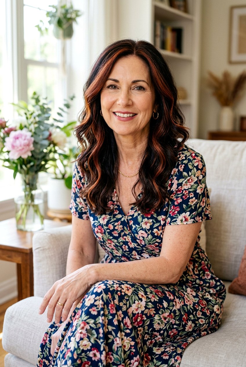 Auburn Face Framing Ribbons - 20 face framing highlights for mature brunettes - 20 face framing highlights for mature brunettes