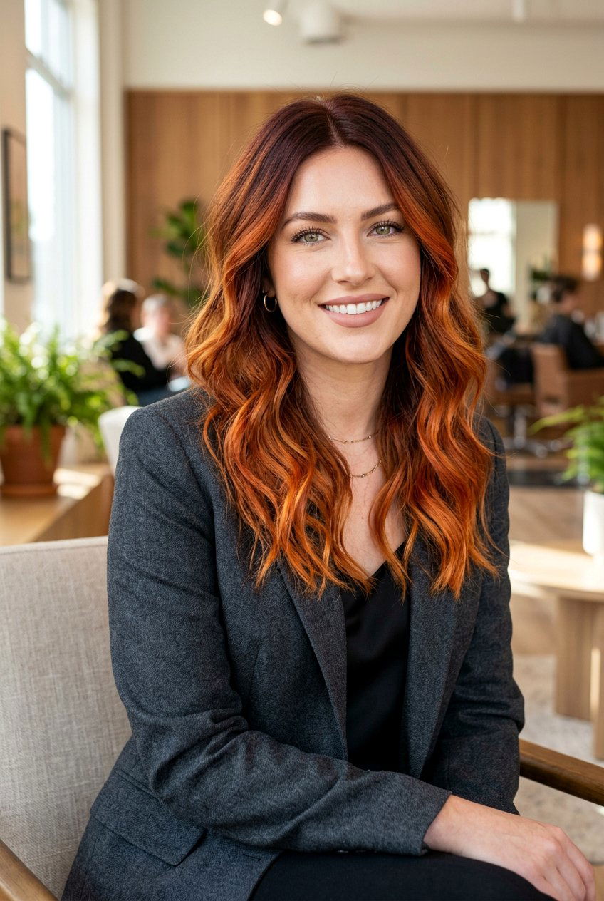 Auburn Ginger Balayage Shadow Root - 20 ginger balayage with shadow root