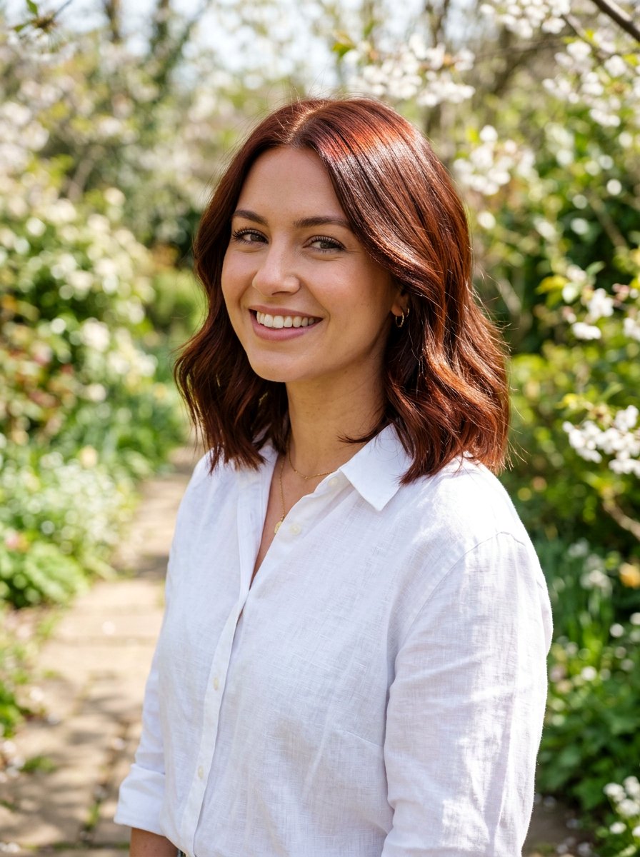 Auburn Gloss Brunette Lob - 20 red gloss hair color for brunettes - 20 red gloss hair color for brunettes