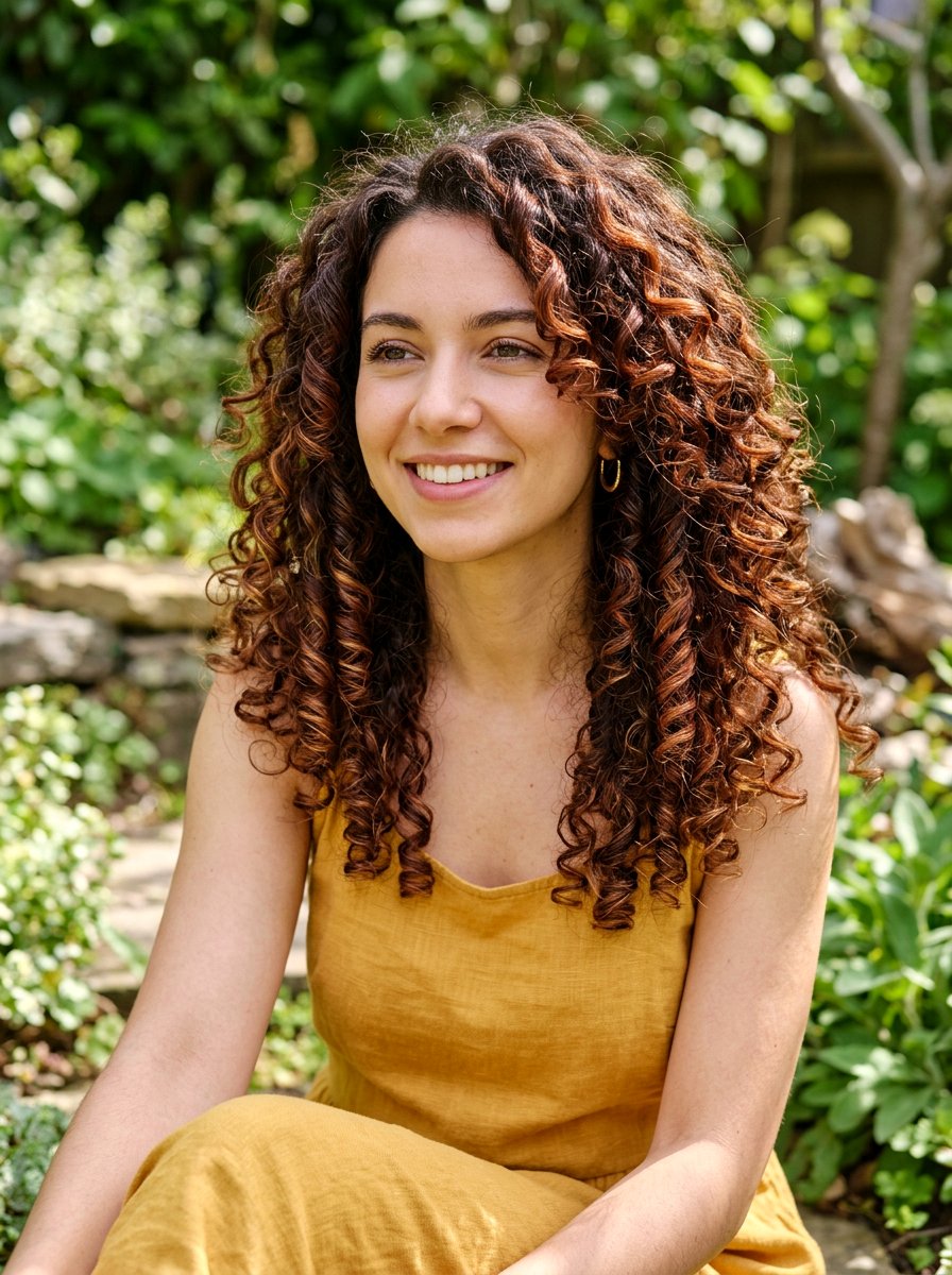 Auburn Highlights on Curly Brown Hair - 20 soft auburn highlights on brown hair - 20 soft auburn highlights on brown hair