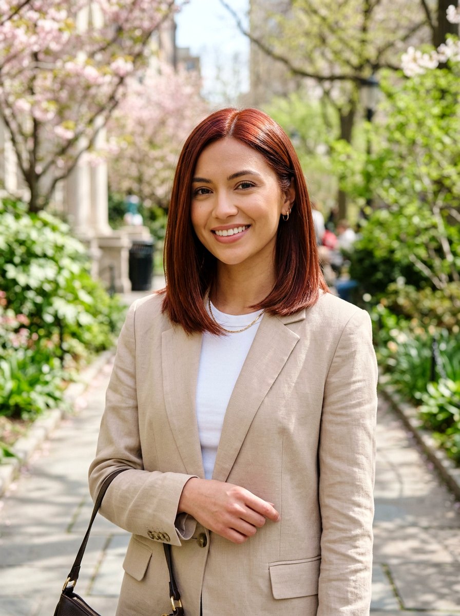 Auburn Red Gloss Lob - 20 red gloss hair color ideas - 20 red gloss hair color ideas