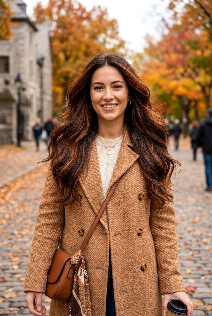 Auburn Ribbon Highlights For Long Layered Brunette - 20 brunette ribbons for long layered hair - 20 brunette ribbons for long layered hair