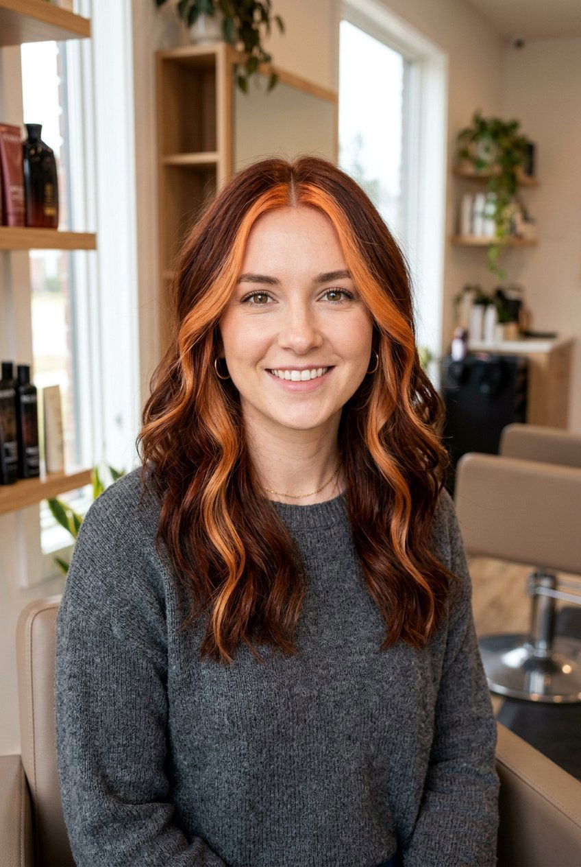 Auburn With Copper Money Piece - 20 auburn hair color ideas - 20 auburn hair color ideas