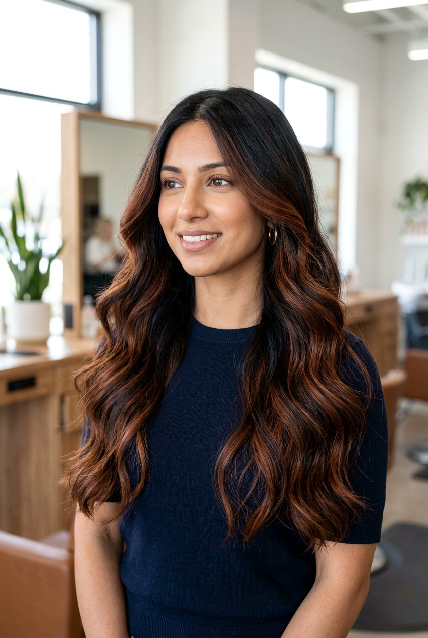 Auburn balayage black hair - 20 balayage for black hair - 20 balayage for black hair